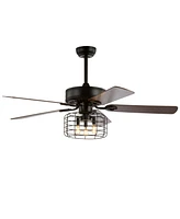 Asher 52" 3-Light Industrial, Wood Led Ceiling Fan with Remote