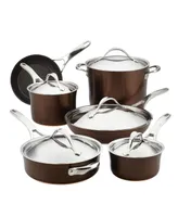 Anolon Nouvelle Copper Luxe Sable Hard-Anodized Non-Stick Cookware Set, 11 Piece