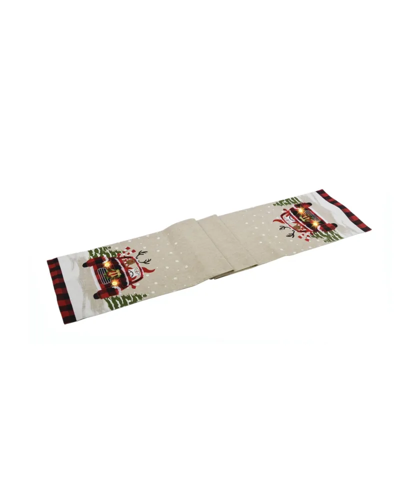 Manor Luxe Snowy Car By Santa Light up Christmas Table Runner