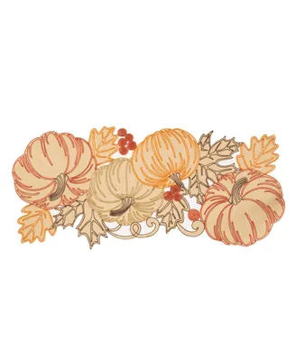 Manor Luxe Pumpkin Party Embroidered Cutwork Table Runner