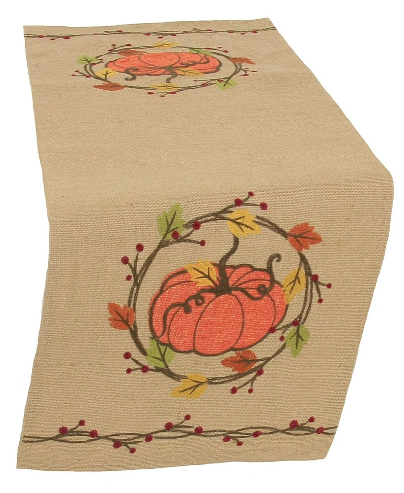 Rustic Pumpkin Wreath Fall Table Runner