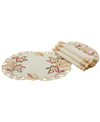 Manor Luxe Moisson Leaf Embroidered Cutwork Fall Placemats - Set of 4