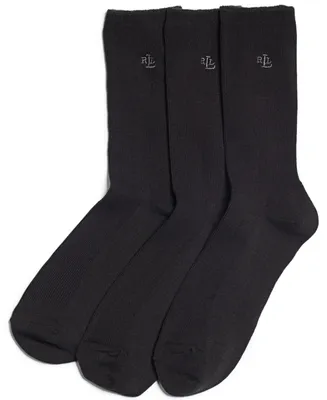Lauren Ralph Women's Ribbed Cotton Trouser 3 Pack Socks