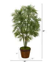 Nearly Natural 46in. Parlor Palm Artificial Tree in Coiled Rope Planter