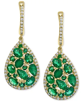 Effy Emerald (3-1/2 ct. t.w.) & Diamond (3/8 ct. t.w.) Drop Earrings in 14k Gold