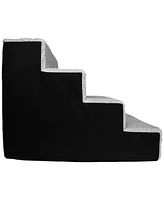 Home Base Dog Stairs 4-Step Pet Steps for Couch and High Bed, Non Slip, Density Sherpa Foam