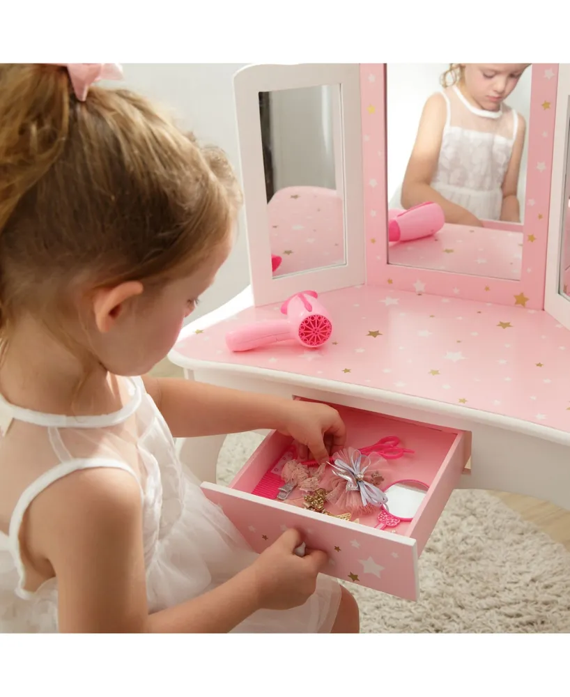 Teamson Kids Fashion Twinkle Star Prints Gisele Play Vanity Set