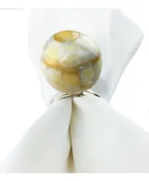 Manor Luxe Mother of Pearl Elegant Ball Metal Napkin Rings, Set of 4