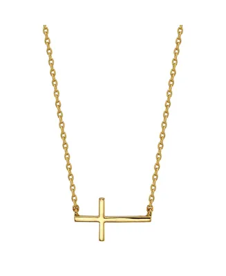Unwritten Thin East West Cross Station Plated Silver Necklace