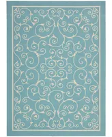 Long Street Looms Backyard BAC019 Mist 4'3" x 6'3" Outdoor Area Rug