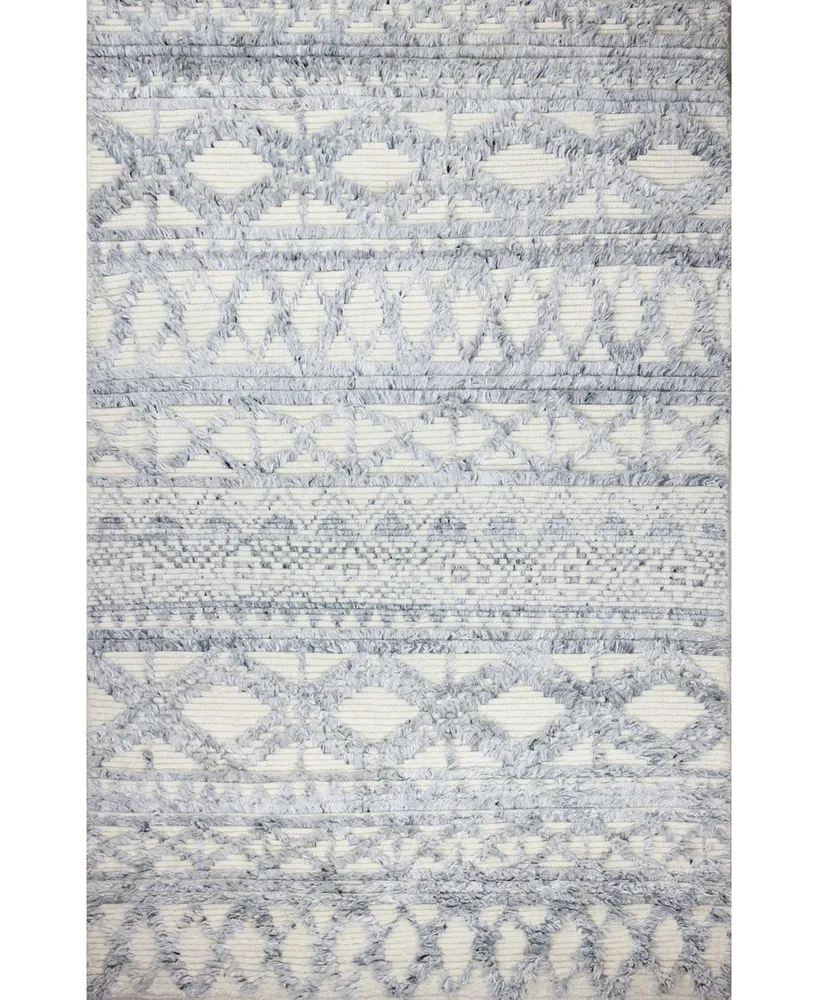 Bb Rugs Natural Wool M133 Ivory and Blue 8'6" x 11'6" Area Rug