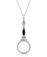 2028 Silver-Tone Black and Hematite Magnifier Necklace