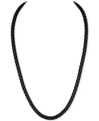 Esquire Men's Jewelry Men's Box Link 22" Chain Necklace in Black Enamel over Stainless Steel (Also in Red & Blue Enamel), Created for Macy's