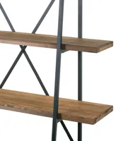 Glamour Home Ailis 71.5" Leaning Etagere Pine Wood Metal Frame Bookcase Five-Shelf Media Tower