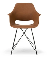 Glamour Home Set of 2 Alora Retro Modern Arm Chair with Steel Legs