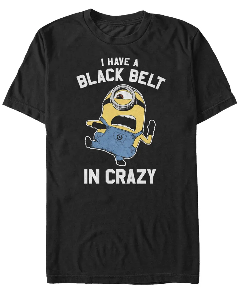 Fifth Sun Minions Men's Black Belt Crazy Short Sleeve T-Shirt