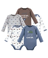 Luvable Friends Baby Boys Cotton Long-Sleeve Bodysuits 5pk