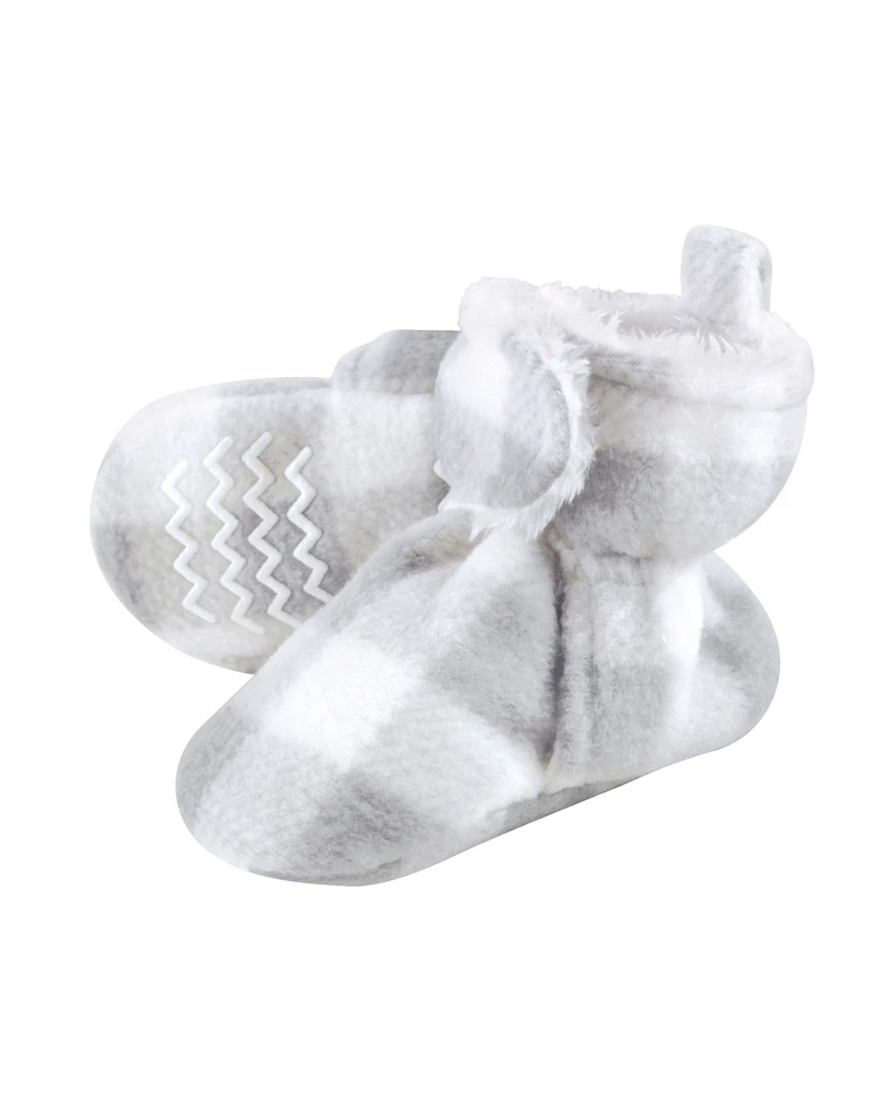 Hudson Baby Boys Cozy Fleece and Faux Shearling Booties, Heather Gray