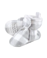 Hudson Baby Boys Cozy Fleece and Faux Shearling Booties, Heather Gray