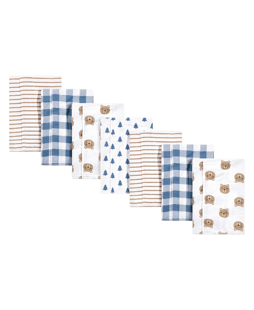 Hudson Baby Baby Boys Little Bear Flannel Burp Cloths, Pack of 7