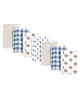 Hudson Baby Baby Boys Little Bear Flannel Burp Cloths, Pack of 7