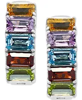 Effy Multi-Gemstone Small Hoop Earrings (3 ct. t.w.) in Sterling Silver, 0.6"