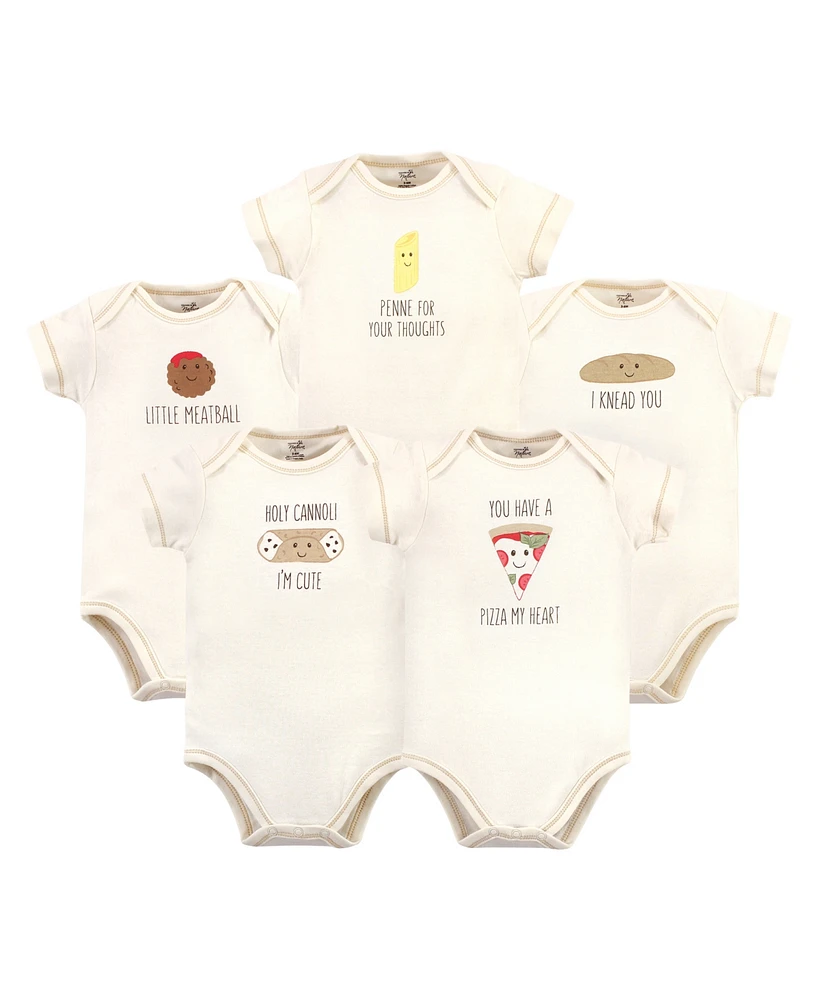 Touched by Nature Baby Girls and Boys Pizza Bodysuits, Pack of 5