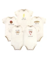 Touched by Nature Baby Girls and Boys Pizza Bodysuits, Pack of 5