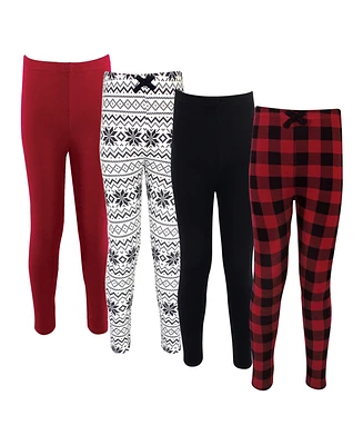 Touched by Nature Big Girls Youth Organic Cotton Leggings 4pk, Buffalo Plaid, 8 Years