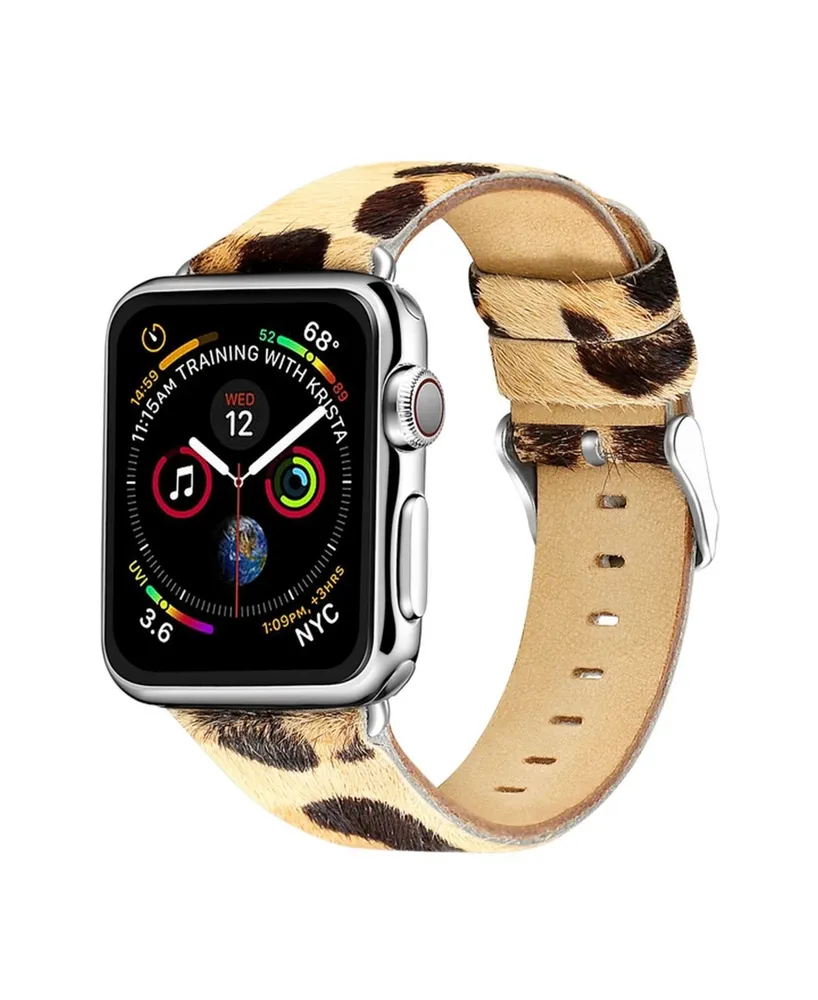 Posh Tech Men's and Women's Apple Leopard Colored Leather Replacement Band 40mm