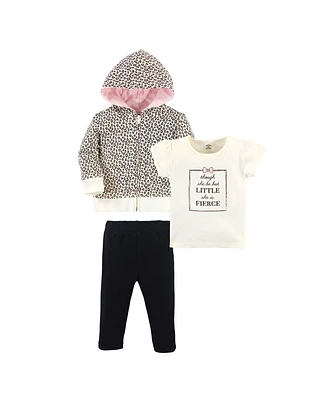 Little Treasure Toddler Girls Hoodie, Bodysuit or Tee Top, and Pant Set, Leopard Toddler, 5