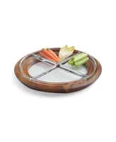 Nambe Cooper 13.75" Wood and Glass Crudite Tray