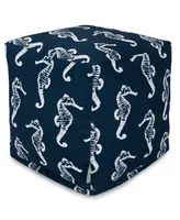 Majestic Home Goods Sea Horse Ottoman Pouf Cube 17" x