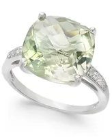 Mint Quartz (6-1/4 ct. t.w.) & White Topaz (1/10 ct. t.w.) Statement Ring in Sterling Silver