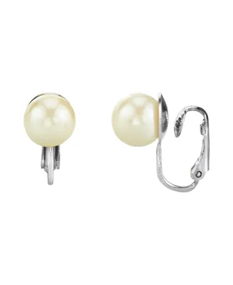 2028 Silver Tone Imitation Pearl Clip Earrings