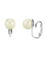 2028 Silver Tone Imitation Pearl Clip Earrings