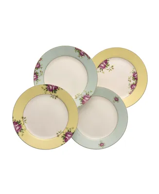 Aynsley China Archive Rose Plates, Set of 4