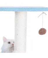 Armarkat Sky Blue 25" Real Wood Cat Tree With Scratcher And Tunnel for Privacy And Hiding, B2501