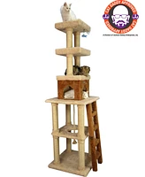 Armarkat Multi-Level Real Wood Cat Tower X8303 in Beige with Rope Swing, Condo, Ladder, and Perches