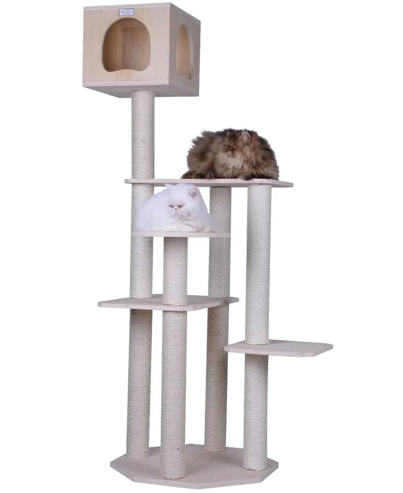 Armarkat 69" Real Wood Premium Scots Pine, 5-Level Cat Tree With Perch & Condo