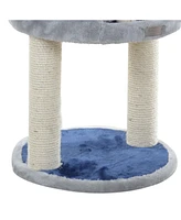 Armarkat Three-Level Real Wood Compact Scratcher, X2905, Gray W Plush Perch