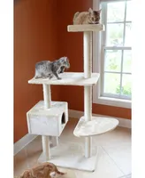 GleePet 57-Inch Real Wood Cat Tree With Perch & Playhouse