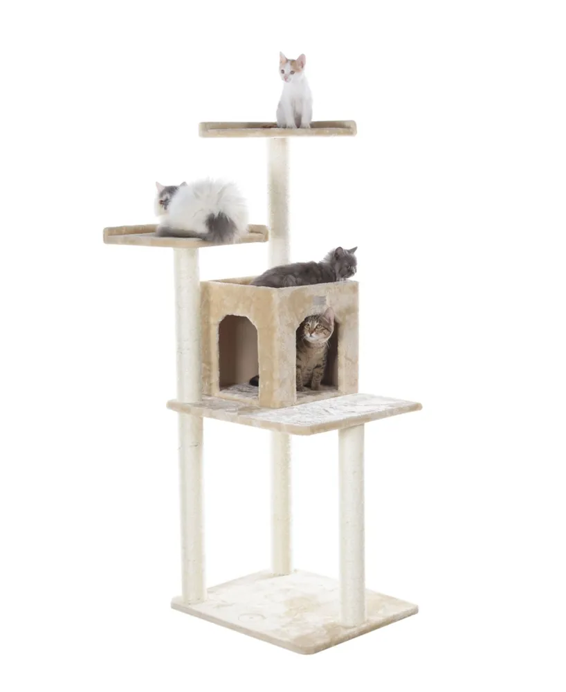 Armarkat GleePet GP78571021 57-Inch Real Wood Cat Tree In Beige With Two-Door Condo