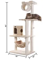 Armarkat 62" Real Wood Cat Tree & Hammock With Scratch Posts