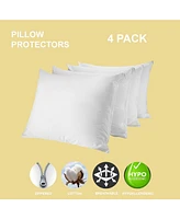 Circles Home 100% Cotton Pillow Protector with Zipper – White (4 Pack