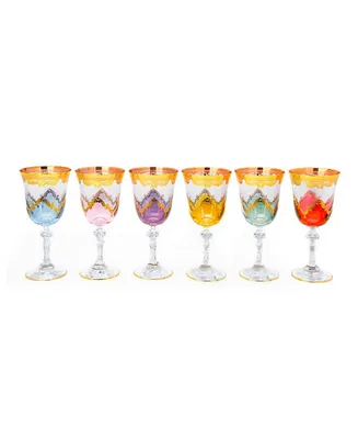 Classic Touch Water Glass with Diamond Cut, Set of 6