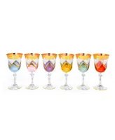 Classic Touch Water Glass with Diamond Cut, Set of 6