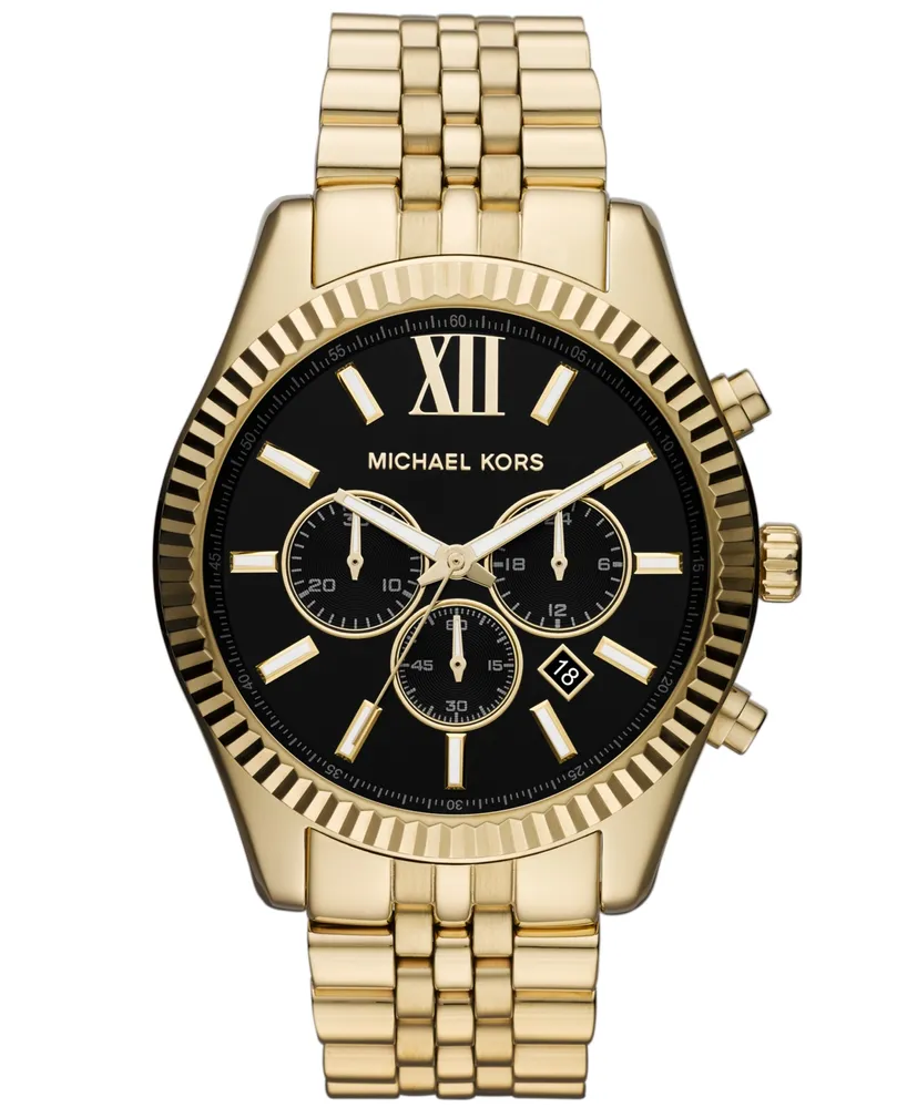 Michael Kors Men\'s Chronograph Steel MK8286 Watch Stainless Lexington Gold-Tone | 45mm Mall Bracelet Vancouver