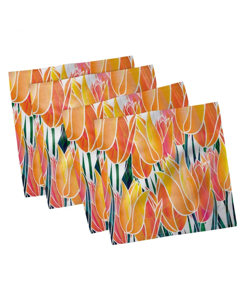 Ambesonne Tulip Set of 4 Napkins