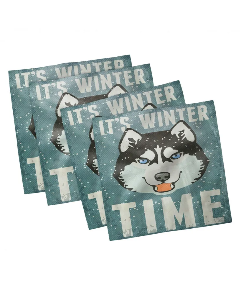 Ambesonne Alaskan Malamute Set of 4 Napkins, 12" x 12"